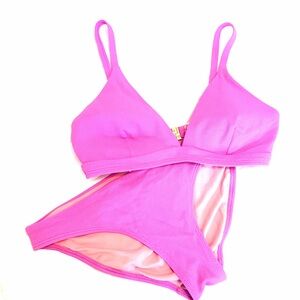 Boden Bright Pink Textured Bikini Set